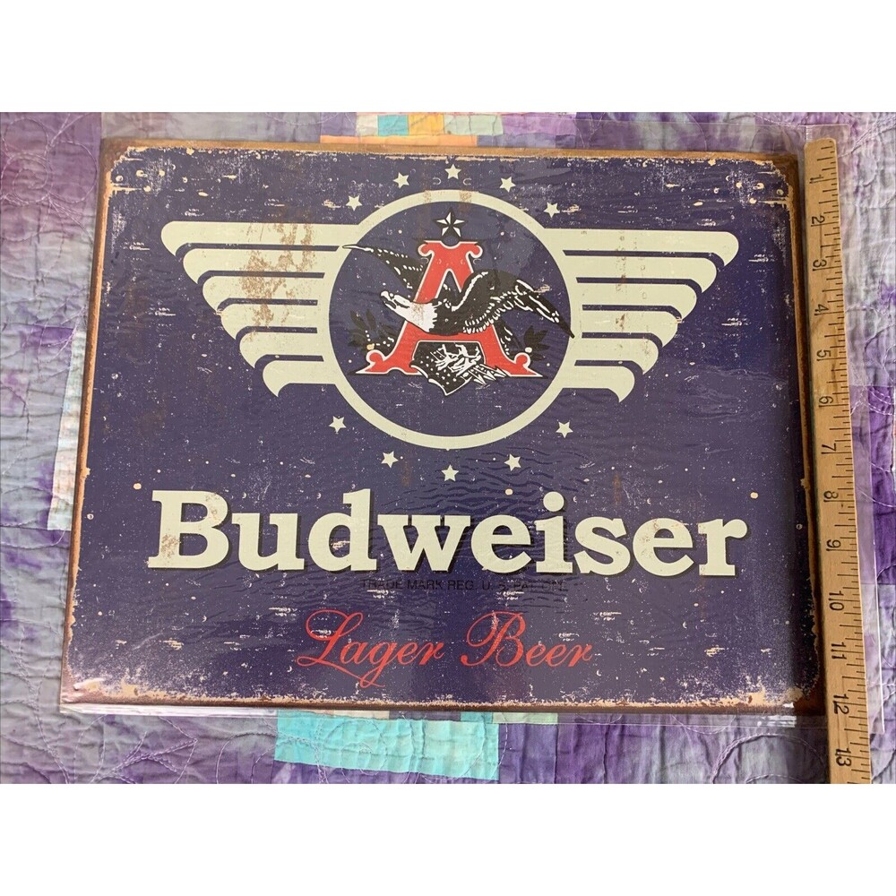 Anheuser Busch Metal Budweiser Sign 16X12.5 Wall Mount Man Cave Bar Wall Decor - Picture 3 of 3
